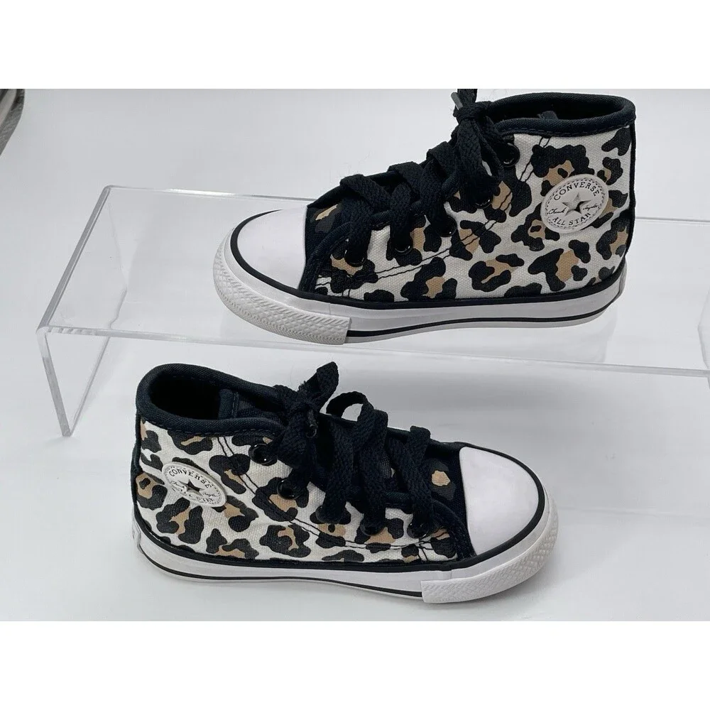 Converse Chuck Taylor Hi Leopard Print Little Kids Size 7 Shoes - Picture 2 of 7